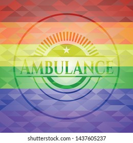 Ambulance lgbt colors emblem. Vector Illustration. Mosaic.