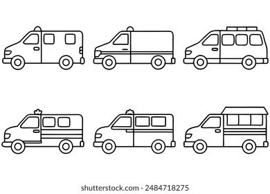 Ambulance line art illustration emergency vehicle design
