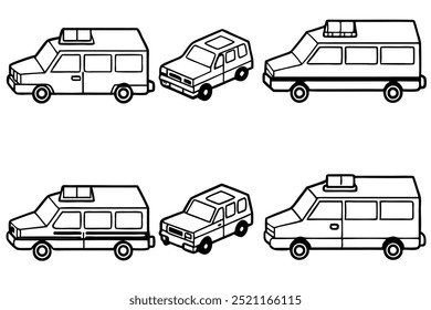 Ambulance line art rescue vehicle emergency medical response sketch (3)
