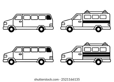 Ambulance line art rescue vehicle emergency medical response sketch (8)