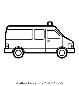 ambulance line art vector on white background