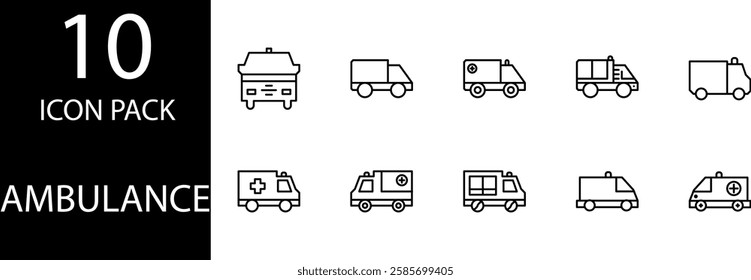 ambulance line Editable Icons set, A collection of customizable ambulance vector icons, providing high design quality for various medical projects.