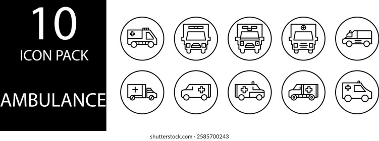 ambulance line Editable Icons set, Ambulance line icon pack that provides various medical symbols, enhancing the quality of healthcare project design.