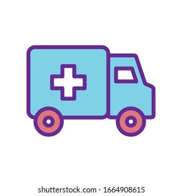 ambulance line and fill style icon design of Medical care health emergency aid exam clinic and patient theme Vector illustration