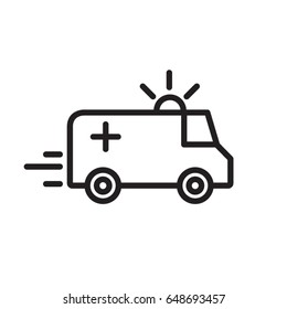 Ambulance line flat vector icon for mobile application, button and website design. Illustration isolated on white background. EPS 10 design, logo, app, infographic.