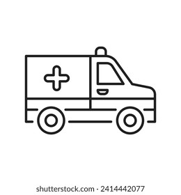 Ambulance line icon, ambulance car, vector illustration