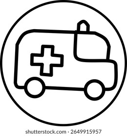 ambulance line icon in circle. Health and medical icon theme in circle