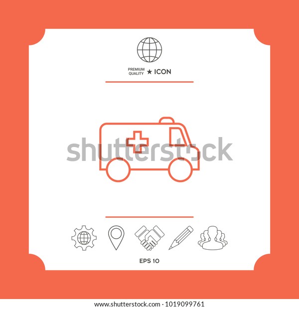 Ambulance line icon.\
Element for your\
design