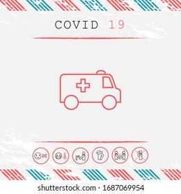 Icono de línea de ambulancia. Elementos gráficos para el diseño
