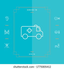 Icono de línea de ambulancia. Elementos gráficos para su diseño
