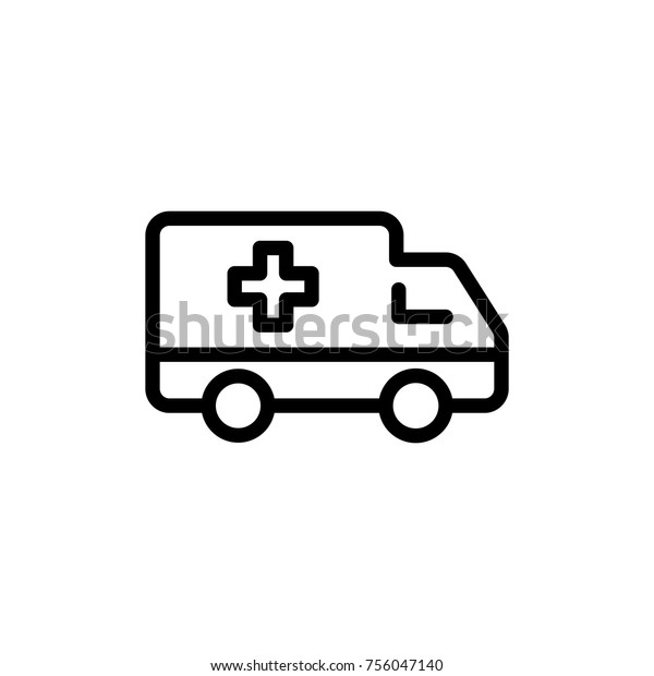Ambulance line icon. High quality black\
outline logo for web site design and mobile apps. Vector\
illustration on a white\
background.