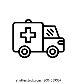 Ambulance line icon isolated on white background. Editable live stroke high quality vector symbol