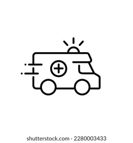Ambulance line icon isolated on white background