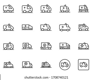 Ambulance line icon set. Collection of vector symbol in trendy flat style on white background. Ambulance sings for design.