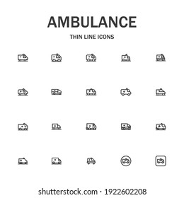 Ambulance line icon set. Collection of modern signs for web design and mobile app. Medical pictograms. Black icon on white background. Collection of high-quality outline logo
