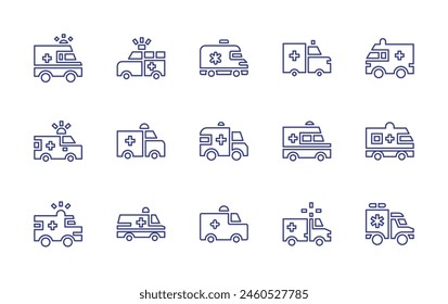 Ambulance line icon set. Editable stroke. Vector illustration. Containing ambulance, hospital.