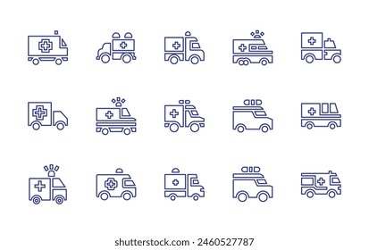 Ambulance line icon set. Editable stroke. Vector illustration. Containing ambulance, siren, medical.