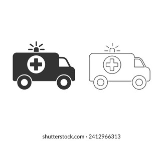 Ambulance line icon set vector. ambulance truck icon vector. ambulance car