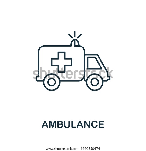 Ambulance line icon. Thin style\
element from medicine icons collection. Outline ambulance\
icon