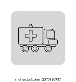 Ambulance line icon. Vehicle with cross outline sign. Medicine, emergency, first aid concept. Vector illustration, symbol element for web design and apps