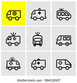 Ambulance line icons