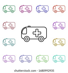 Ambulance line multi color style icon. Simple thin line, outline vector of hospital icons for ui and ux, website or mobile application