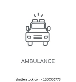 Ambulance linear icon. Ambulance concept stroke symbol design. Thin graphic elements vector illustration, outline pattern on a white background, eps 10.