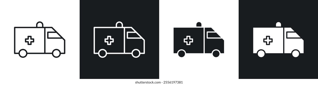 Ambulance linear icon set for app, and web design.