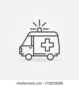 Concepto de vector lineal de ambulancia mínima icono o elemento de logotipo