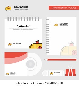 Ambulance Logo, Calendar Template, CD Cover, Diary and USB Brand Stationary Package Design Vector Template