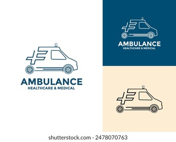 Ambulance Logo Icon Design, Emergency medical service vehicle logo and icon vector illustration