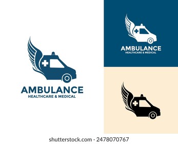 Ambulance Logo Icon Design, Emergency medical service vehicle logo and icon vector illustration