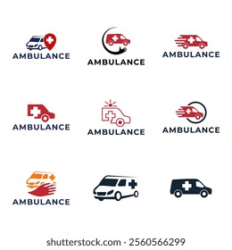 Ambulance logo, icon symbol. First aid response logo sign. Isolated on white background.