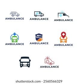 Ambulance logo, icon symbol. First aid response logo sign. Isolated on white background.