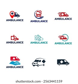 Ambulance logo, icon symbol. First aid response logo sign. Isolated on white background.