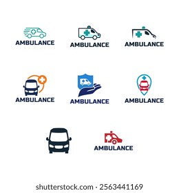 Ambulance logo, icon symbol. First aid response logo sign. Isolated on white background.