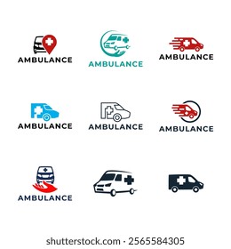 Ambulance logo, icon symbol. First aid response logo sign. Isolated on white background.