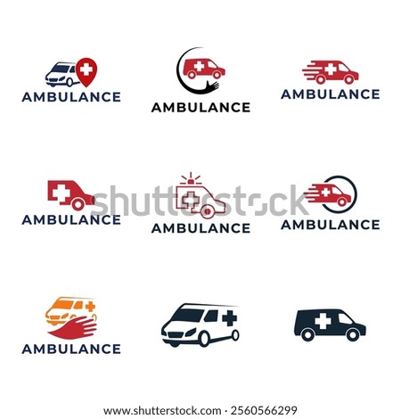 Ambulance logo, icon symbol. First aid response logo sign. Isolated on white background.