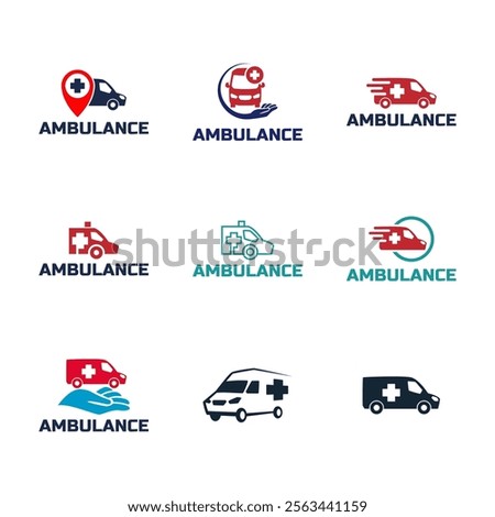 Ambulance logo, icon symbol. First aid response logo sign. Isolated on white background.
