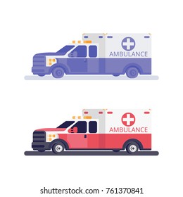 Ambulance machine vector flat. Several fashionable colors