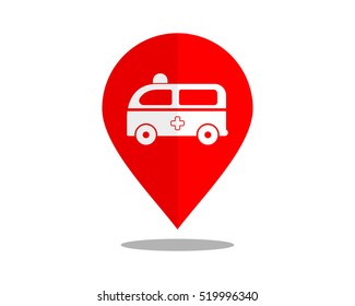 ambulance marker pin path image vector icon logo