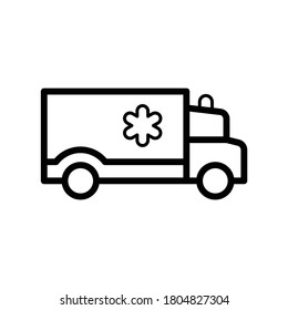 Ambulance Medical Emergency Vehicle Simple Line Icon