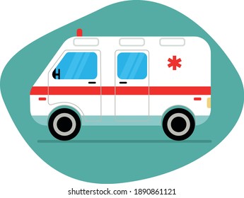 
Ambulance, medical evacuation. Vector illustration of an ambulance on a blue background. Ambulance paramedic.