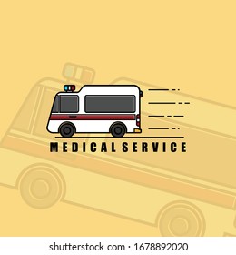 Ambulance for medical service Vector cartoon for template design