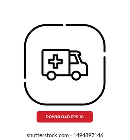 Ambulance, medical symbol outline vector icon 