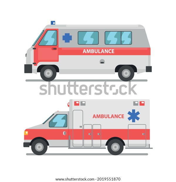 Ambulance as Medically Equipped Vehicle for\
Transporting Patient to Hospital Vector\
Set
