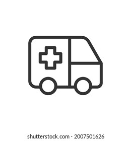 Ambulance minimal line icon. Web stroke symbol design. Ambulance sign isolated on a white background. Premium line icon.