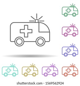 Ambulance multi color icon. Simple thin line, outline vector of web icons for ui and ux, website or mobile application