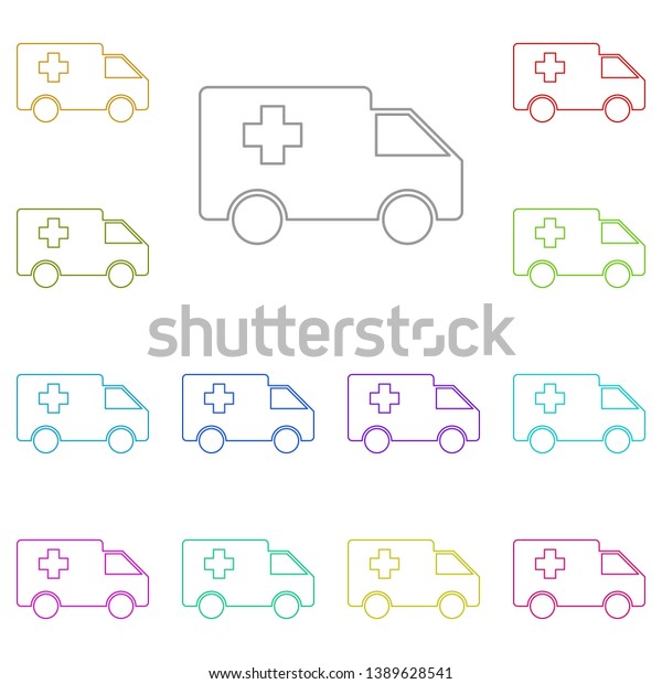 Ambulance multi color icon. Simple thin line,\
outline vector of Medicine icons for UI and UX, website or mobile\
application
