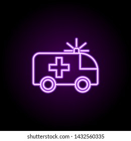 ambulance neon icon. Elements of web set. Simple icon for websites, web design, mobile app, info graphics